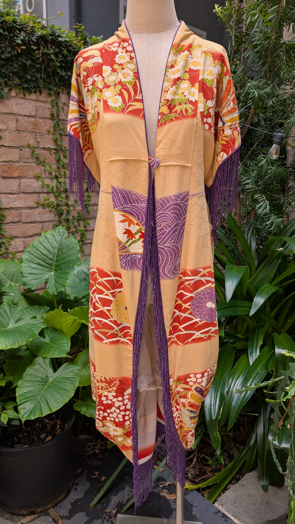 vintage silk kimono dress Upcycled Silk Kimono Dress & Bolero Set Houmongi Formal Vintage Evening Gown